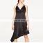 New Fashion Lady Sleep Strap Black Sexy Satin Long One Piece Dress