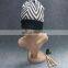 100% Acrylic Custom Make Black and White Strips Beanie Hat
