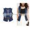 DiZNEW OEM 2019 Classic Womens Denim Jeans Vest in blue