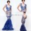 Latest New Design Delicate Beaded Open back Tiered Tulle Applique Lace Evening Dress 2015 Red Carpet Gown