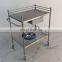 Hospital Stainless Steel Material Medicine Trolley with castors Clinic Cart