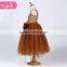The coffee color fluffy tulle kids girls evening dresses