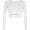 New Style Ladies Round Neck Long Sleeve Crop Top T Shirt Tops Women