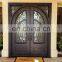 decorative black steel front gate modern residential tempered clear glass french security wrought iron double door for villa