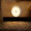 Rechargeable infrared light-controlled human body induction cabinet lamp two-color round wardrobe bedside induction lamp