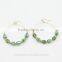 2015 New Design Gold Plated Circle Teardrop Green Glass Beads Fashion Earring