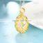 18k Golden Plated Water Drops Link Chain Necklace Elliptical Zircon