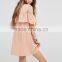 One Piece Young Girls Party Bohemians Dress With Cold Shoulder Ruffle Ladies Women Fashion Dresses With Pictures HSD5395