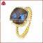 Rose Cut Labradorite Gold Gemstone Ring