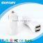 Long use life PC material Dual USB charger 2.4A with smart IC control car charger