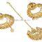 Indisn Gold Plated Crystal Made Dangle & Drop Design Earring With Maang Tikka For Women