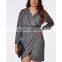 Best selling girls wholesale plus size jersey wrap dress grey marl
