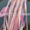 Pink Flower Large White Dream Catcher - Ribbon Fringe White Crocheted - Boho Pink Flower - Bohemian Crochet Dream Catcher