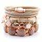 2016 Hot Selling Product Black Gemstone Charm Leather Woven Bracelet
