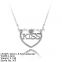 NZA2-006 Sterling Silver with CZ Stones Jewelry Double Wing Necklace Love Heart Necklace