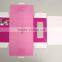 White paperboard packing box for cake white card box with pvc window pink box with handle