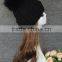 Wholesale Handmade Ladies Top Hat With Raccoon Fur Pompom Knitting Ladies Formal Hat