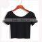 sports woman plain black crop top