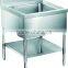 Two Tiers Free-standing Heavy-duty Commercial Stainless Steel Kitchen Sink GR-307