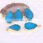Mix Color Water Drop Agate Quartz Stone Druzy Pendant Gold Plated Charm Stone Pendants