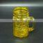 Colorful Lids And Straw Glass Mason Jar With Handle
