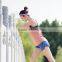 Hot selling fluorescence cross stripe tranlucent yarn fitness running vest