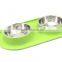 Medium Stainless Steel Double Dog Feeder with Non-Slip Silicone Base