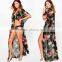 Muslim Girls Ladies European Swimwear Floral Maxi Kimono Beach Long Cover Up Dress For Sexy Mature Women