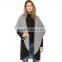 Ladies fashion Scarf oversized Lapel hooded cardigan burr patchwork long sleeve reversible windbreaker jacket