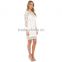 2016 new arrival long sleeves tight white lace dress for women
