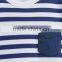 Simple style pocket blue striped children t-shirts light up t shirts for kids bulk sale