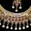 Dark Red Gold Plated Indian Handmade Ethnic Party wear Kundan Zerconic Necklace set Color