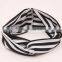 Women's Elastic Headband Black and white stripe designed Criss Cross Headwrap bandana headwear hair wrap