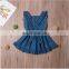 2019 summer fly sleeved kids DENIM BLUE cotton dress floral vest dresses 0-6years