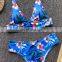 Floral Push Up Brazilian Bikinis Triangle High Cut Bikini Set High Waist Bathing Suit Padded Swimwear Swimsuit Women Bodysuit