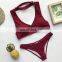 Sexy Bikini Hollow Out Bathing Suit Halter Swimwear Women Swimsuit Girl Bikini Push Up Beach Wear Solid Bikini Set A912