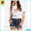 New Fashion Lady White Dropped Shoulder Seam Casual Print T-shirt