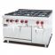 Commercial Free Standing Stainless Steel 4 Burner Gas Range with Electric Oven /Cooking Ranges with Oven with gas CE certificate