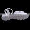 2016 new modern beautiful summer new design girl buckle ankle sandals whole white