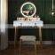 Vanity Table Set / Makeup Table with Oval Mirror & Stool / Bedroom Wood Dressing Table with 4 Storage Drawers White