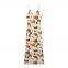 European and American style foreign trade women's clothing new 2025 fashion silk texture printed MIDI dress