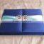 Hot sale elegant navy hardcover silk wedding invitations with ribbons & rhinestone brooches