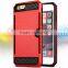 New arrived brushed aluminum hybrid phone armor cover, for iPhone 6G Plus 5.5inch dual layers mobile case with card holder