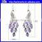 China Jewelry Long Sapphire Bohemian Crystal Chandelier Western Style Earrings