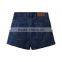 jeans product type girls half pants fashion 100%cotton cuffed indigo wash denim jeans shorts for women