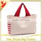 High Quality Red and Beige Canvas Material Shopping Tote Bag Eco-friendly to Environment