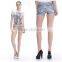 Wholesale latest sexy design floral print pants short jeans pants for girls