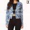 Fashion Jeans Jacket Floral Prnted Women Denim Jacket JXF215