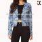 fashion jeans jacket floral prnted women denim jacket JXF215