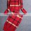 Autumn winter woman multi-colored pullover plaid sweater and knitted pencil skirt